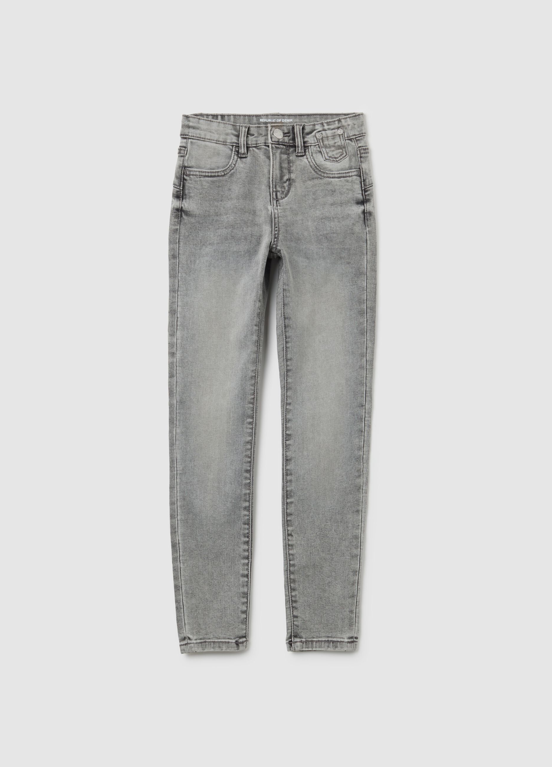 Girls' Grey Skinny Fit Denim Jeans