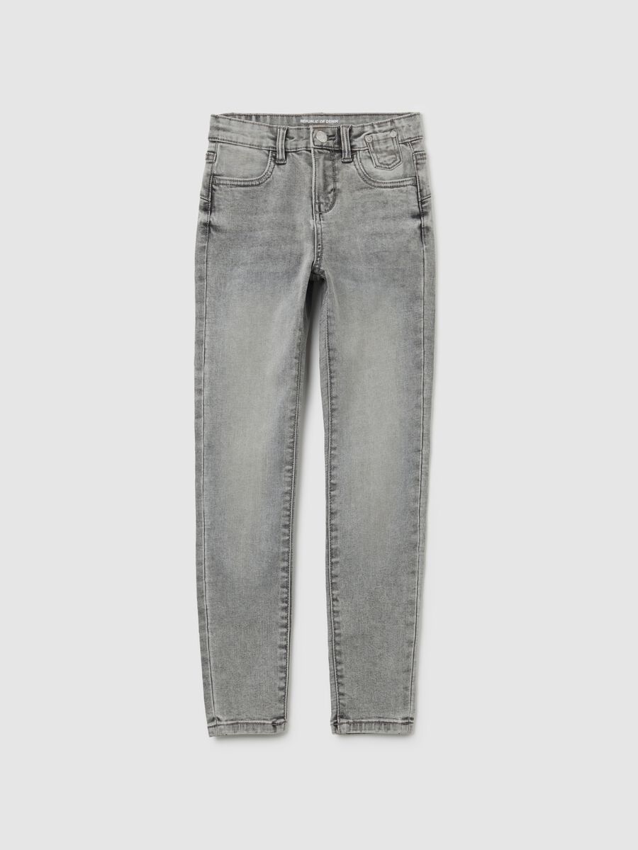 Girls' Grey Skinny Fit Denim Jeans_3