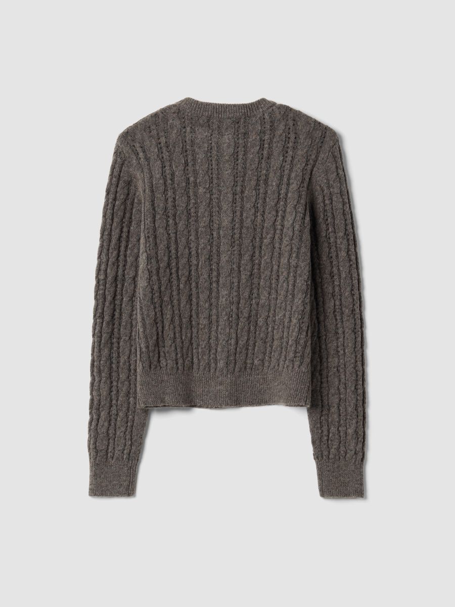 Grey cable-knit wool-blend cardigan_2