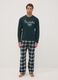 Dark green pure cotton crew-neck pyjamas_0