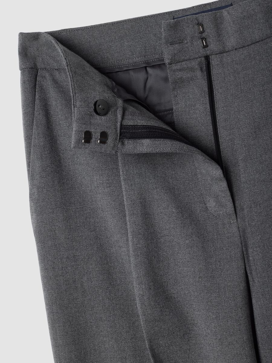 Grey wide-leg formal trousers in stretch viscose_1