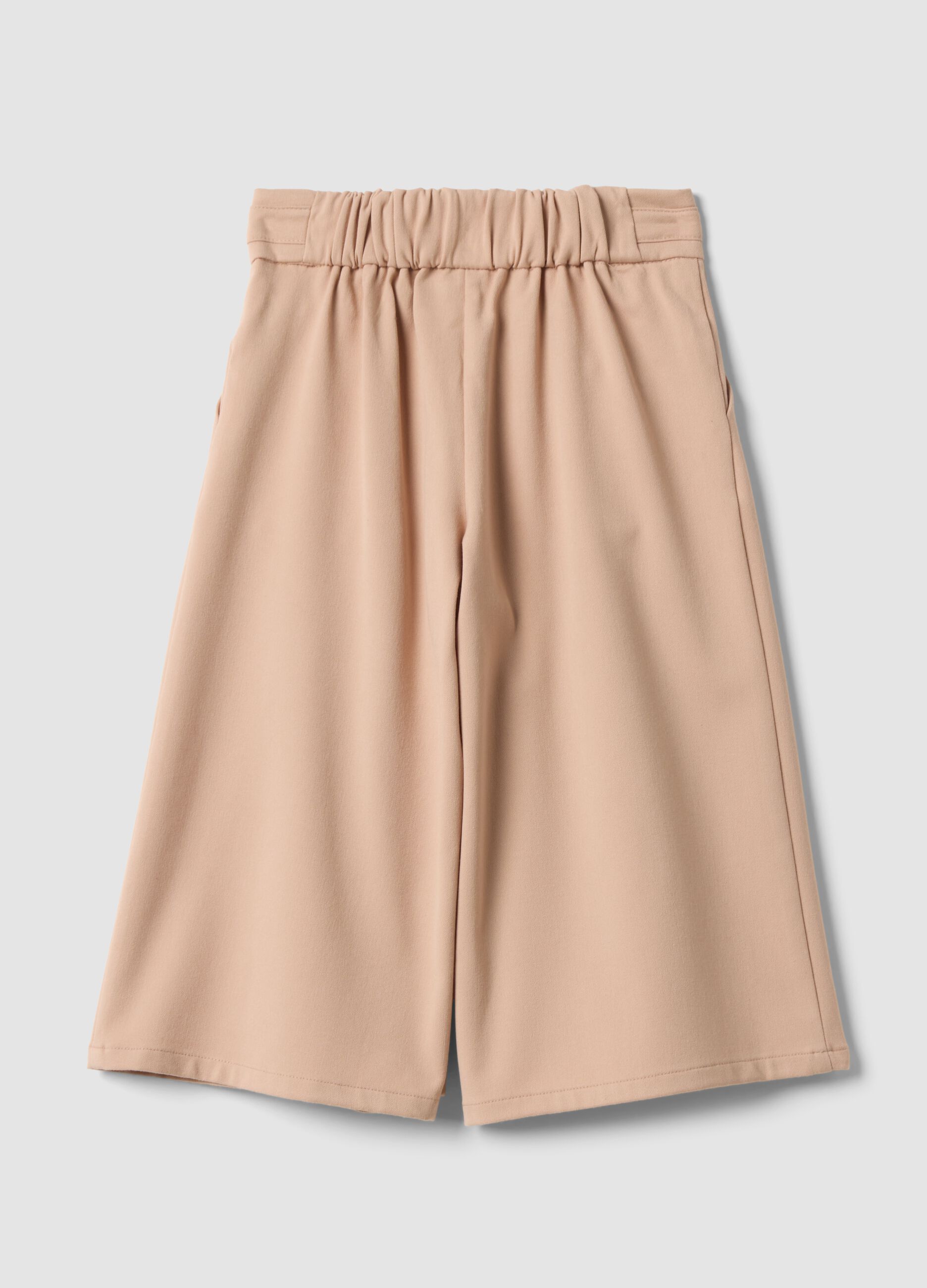 Beige formal wide-leg trousers in stretch viscose with pleats