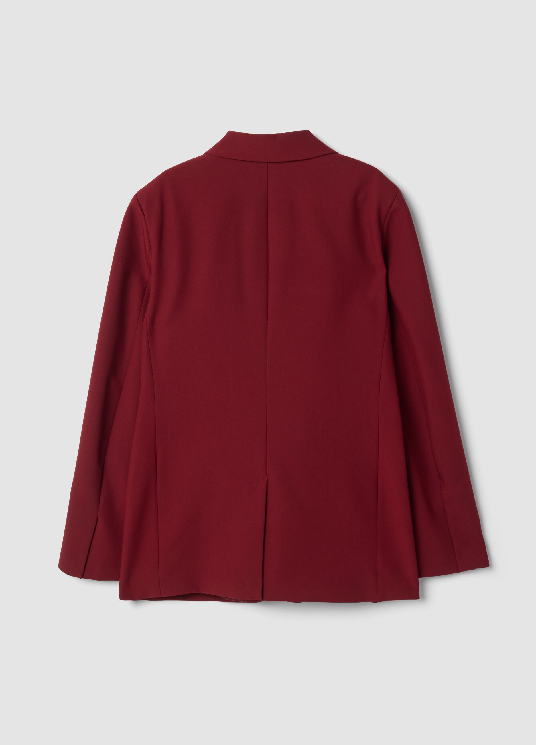 Red stretch viscose-blend regular-fit blazer with classic lapels