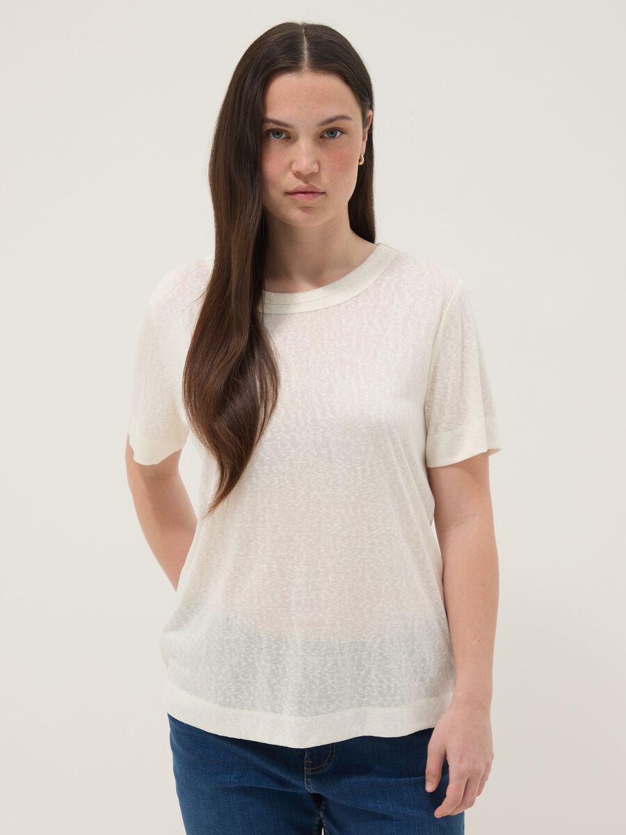 White viscose-blend regular-fit short-sleeve T-shirt_0