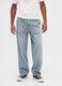 Regular fit azure pure cotton baggy jeans with five pockets_1