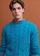Maglia azzurra girocollo in misto lana con lavorazione jacquard_2