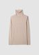 Beige stretch viscose top with mock neck, regular fit_4