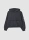 Dark grey pure cotton hoodie with oversized fit and teddy bear print_0