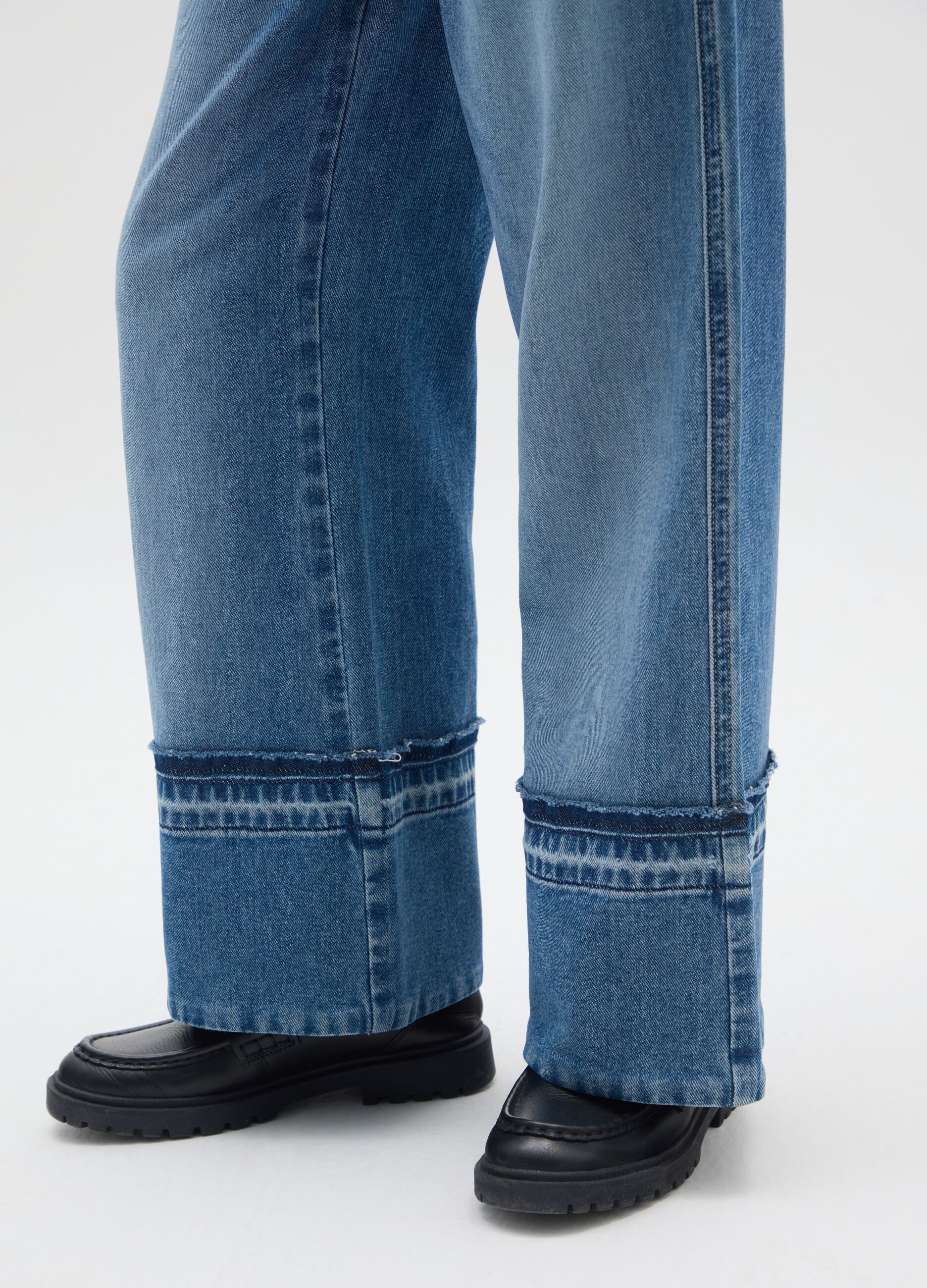 Girls' Pure Cotton Denim Wide Leg Jeans