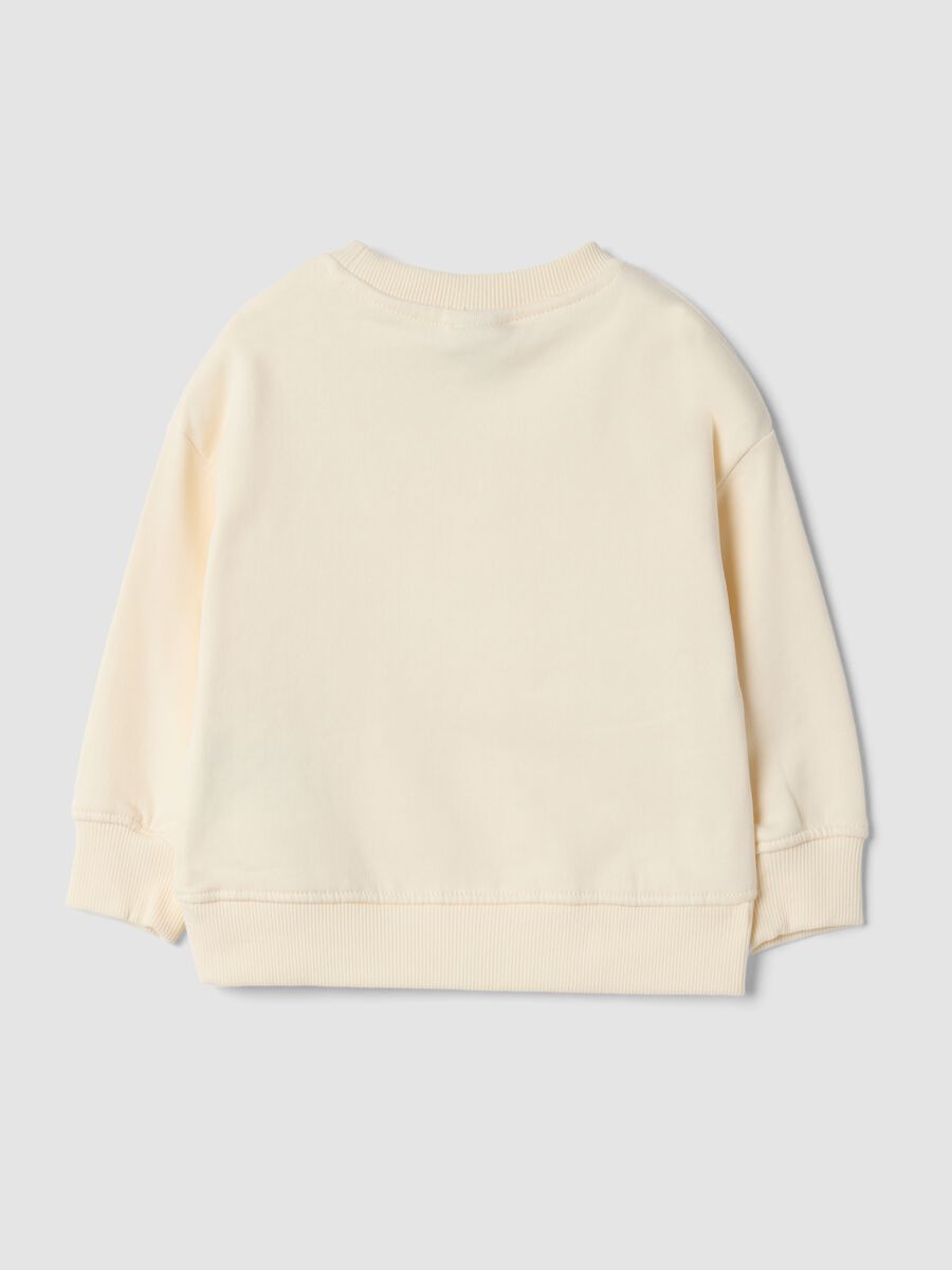 Beige pure organic cotton crew-neck sweatshirt_1