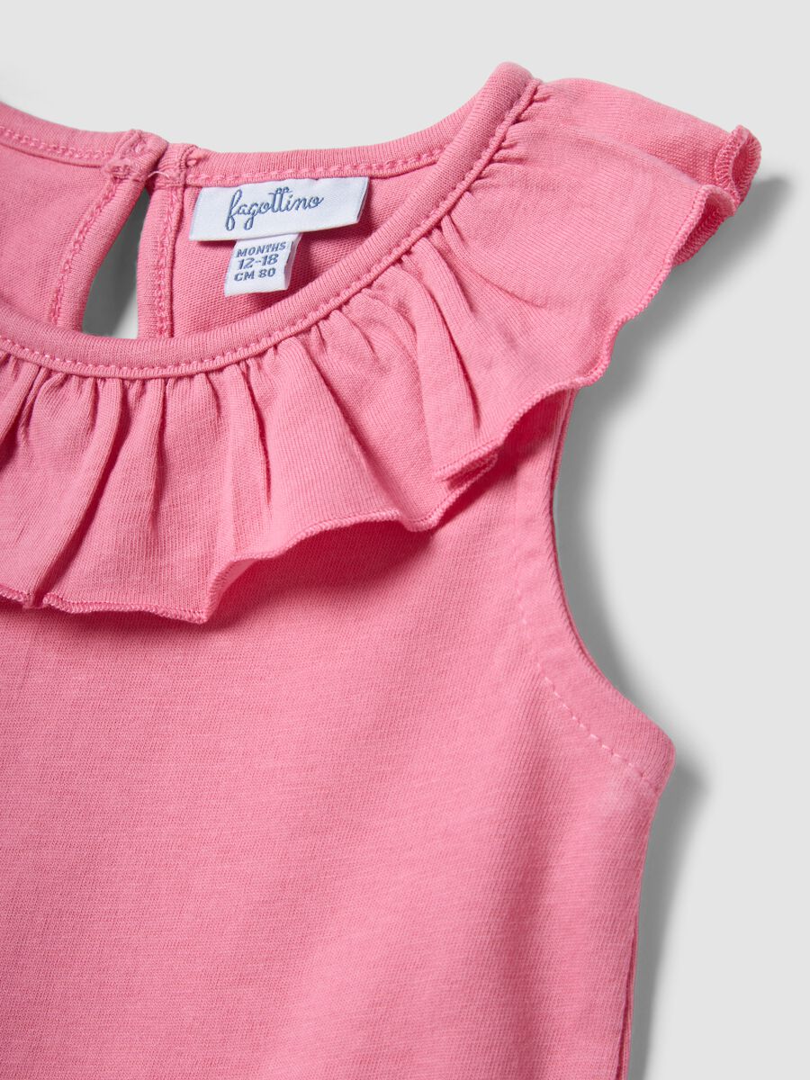 Pink organic cotton vest top with ruffle_2