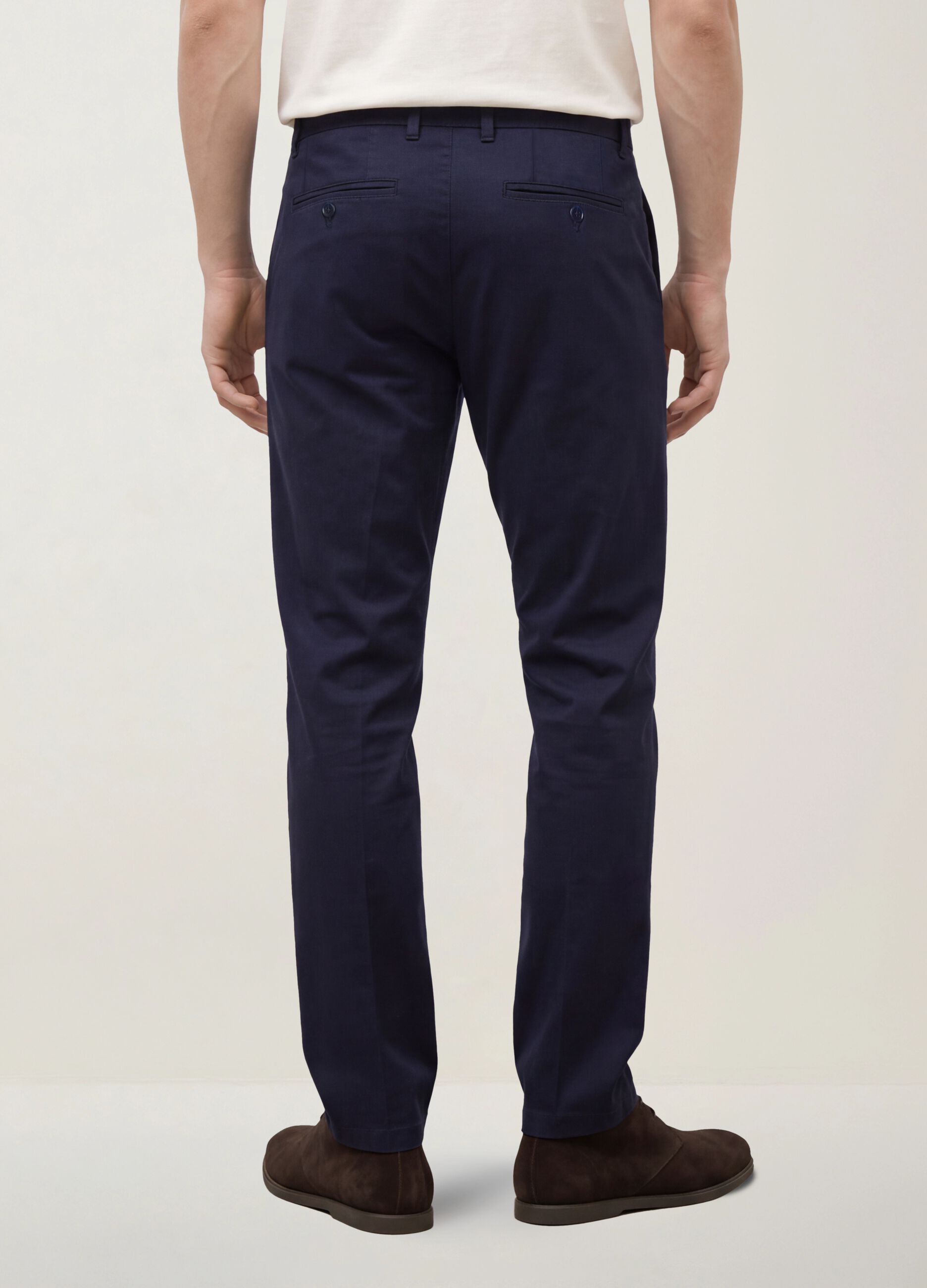 Pantaloni chino blu in twill di cotone elasticizzato slim fit