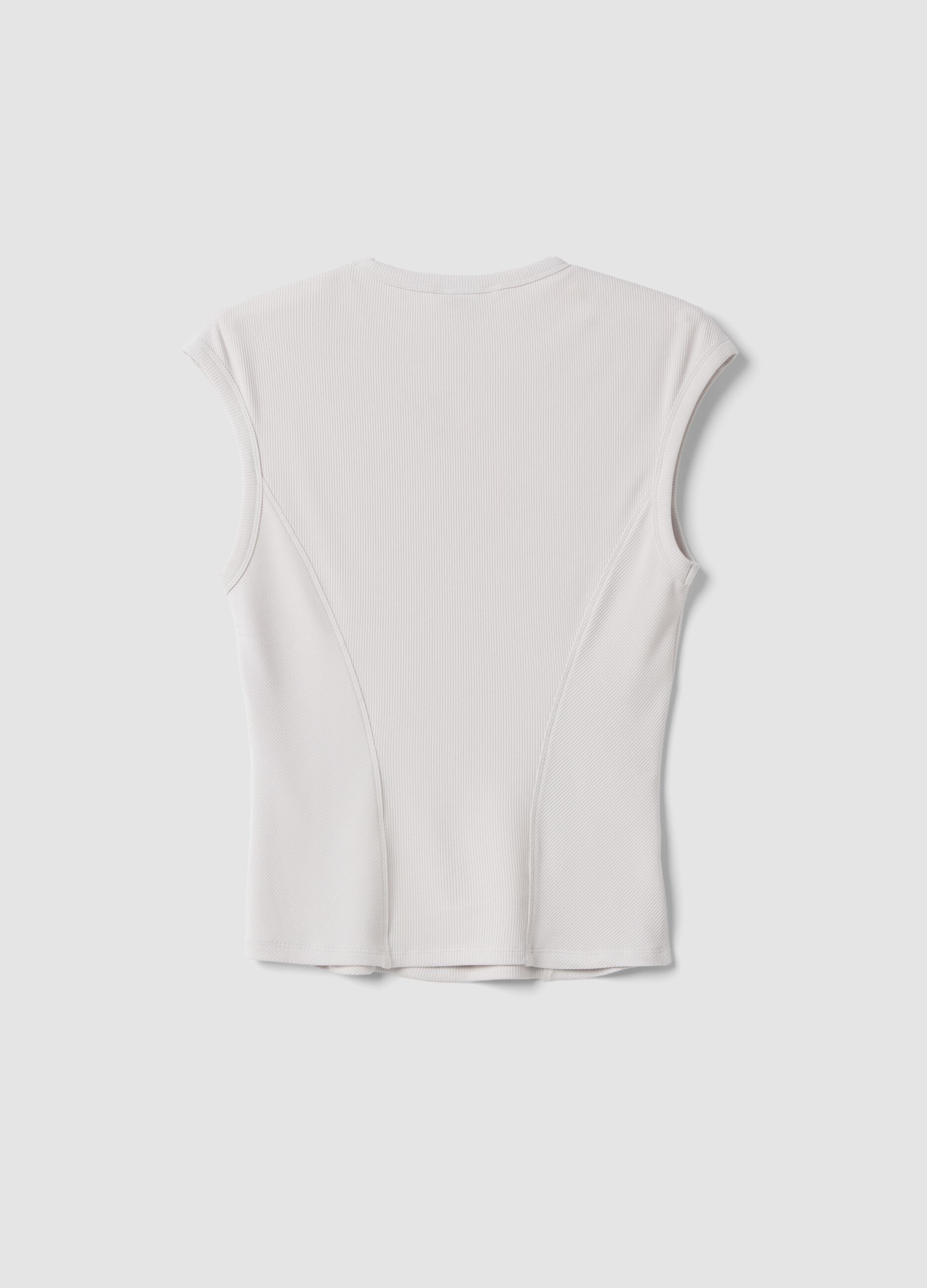 White ribbed stretch-modal fitted T-shirt ALTAVIA STUDIO
