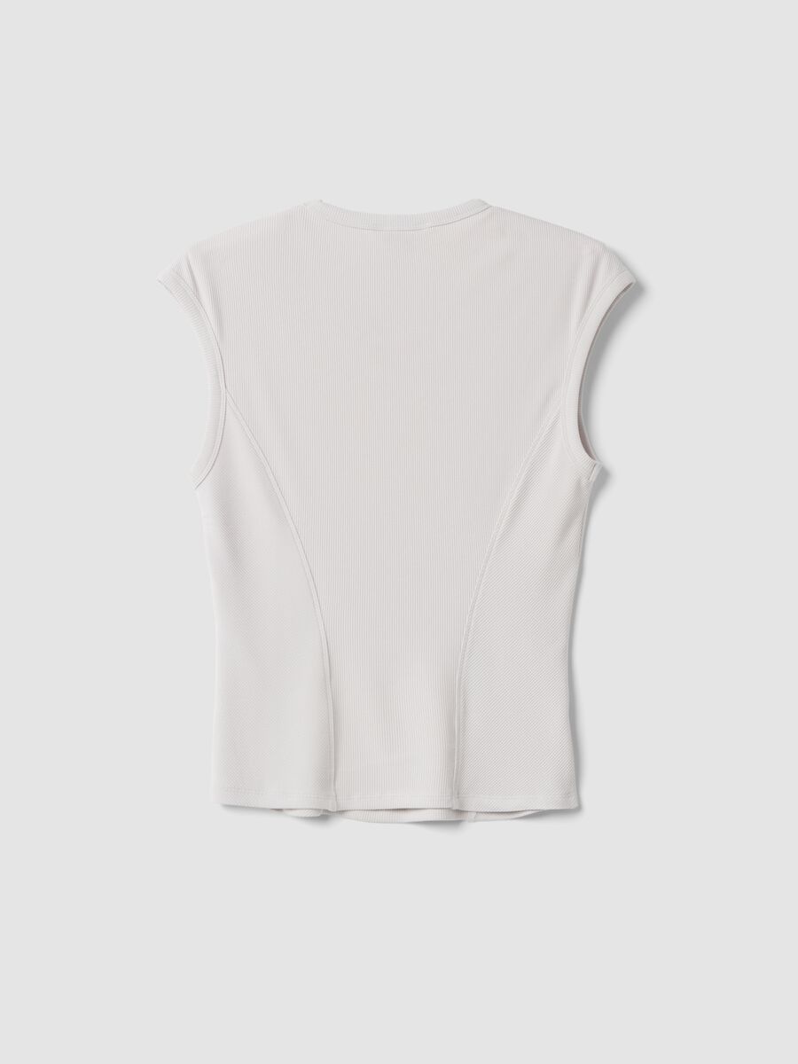 White ribbed stretch-modal fitted T-shirt ALTAVIA STUDIO_6