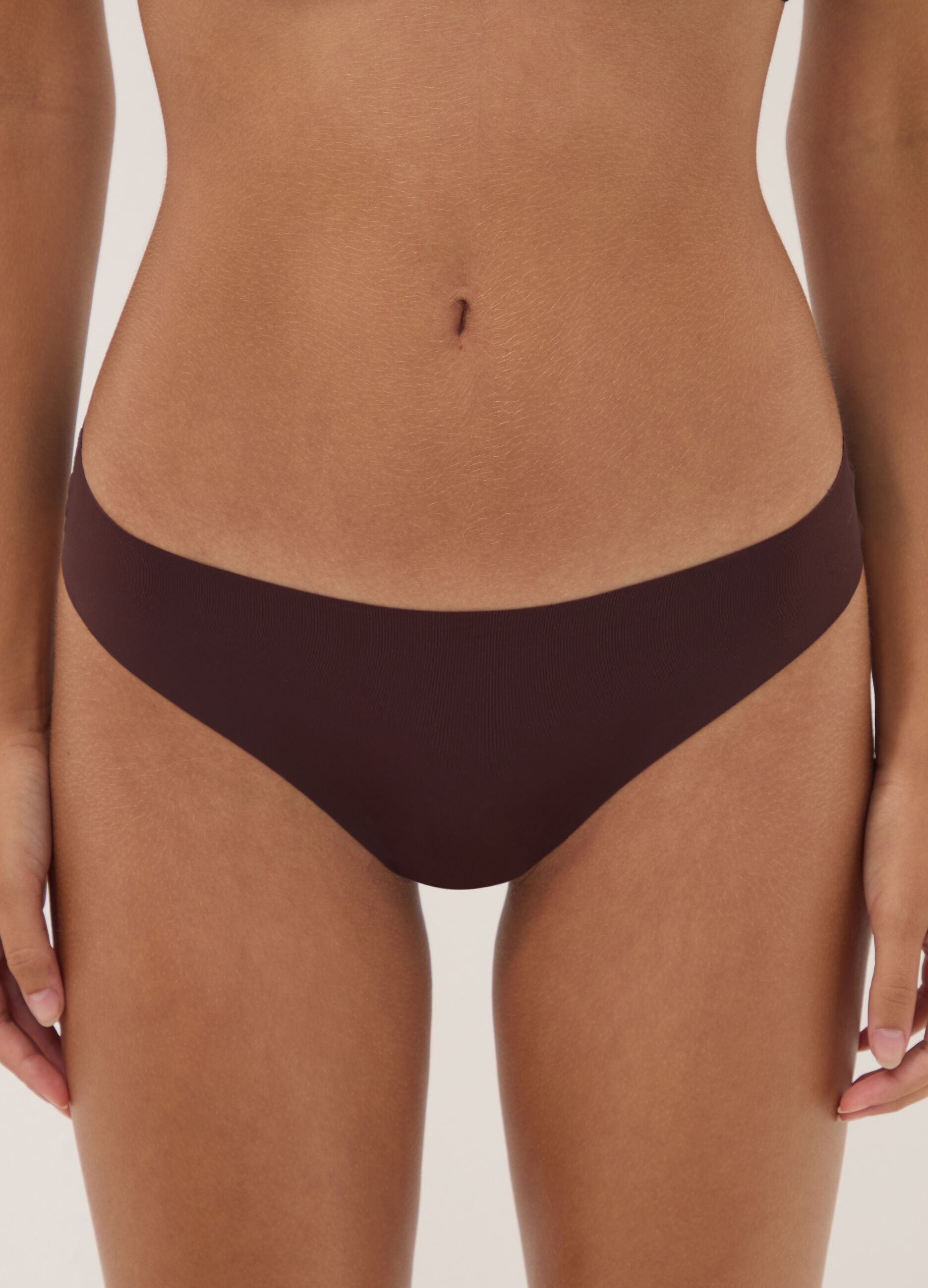 Brown stretch microfibre briefs