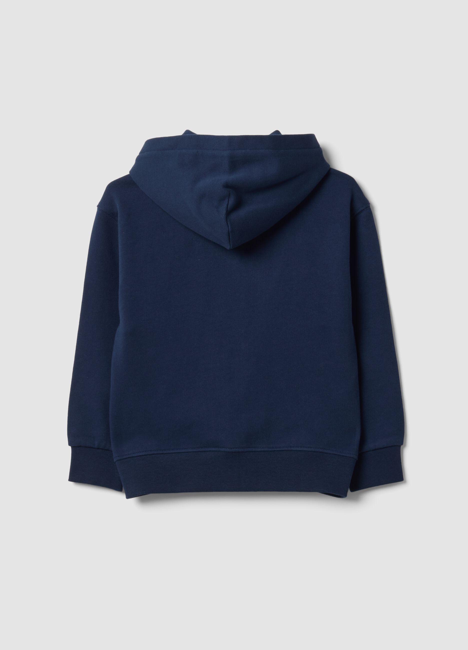 Blue hooded sweatshirt in pure organic cotton, oversized fit, for boys