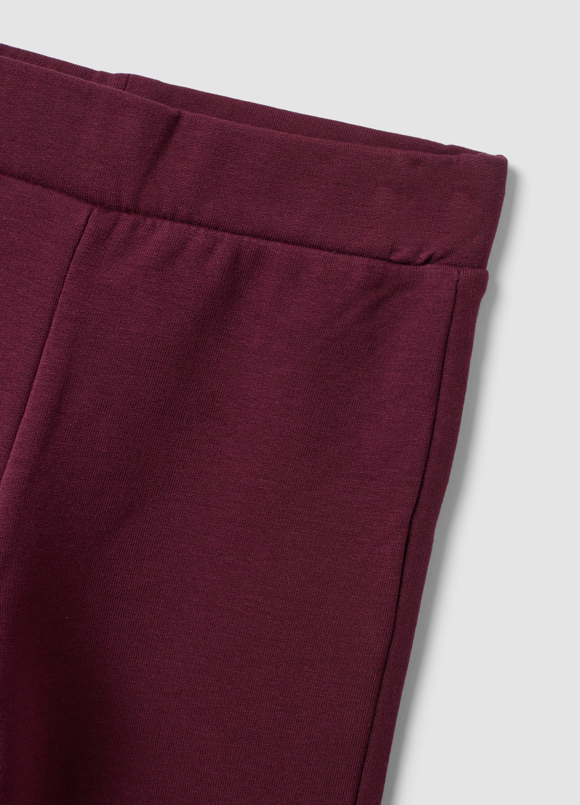 Purple pure cotton tracksuit with ribbed collar and print, oversized fit