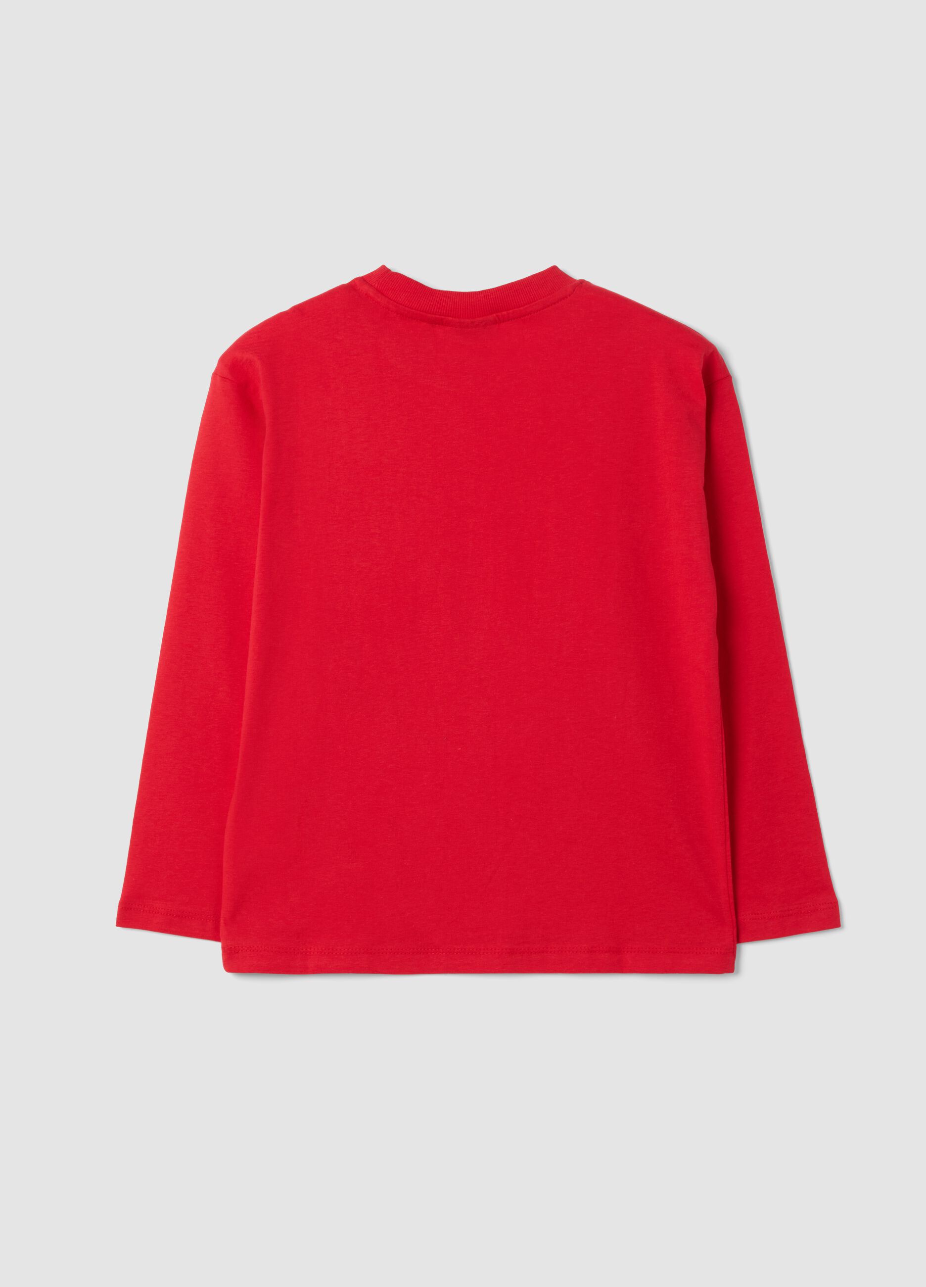 T-shirt rossa in puro cotone con stampa Chicago Bulls