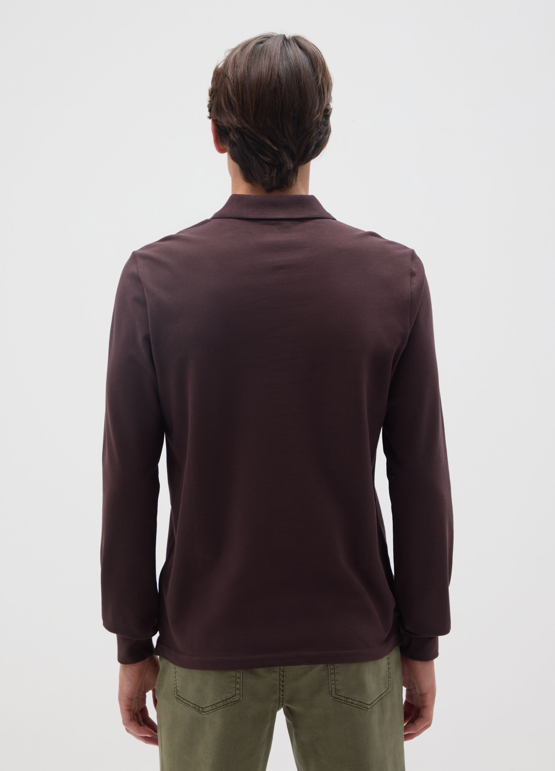 Brown pure cotton polo regular fit