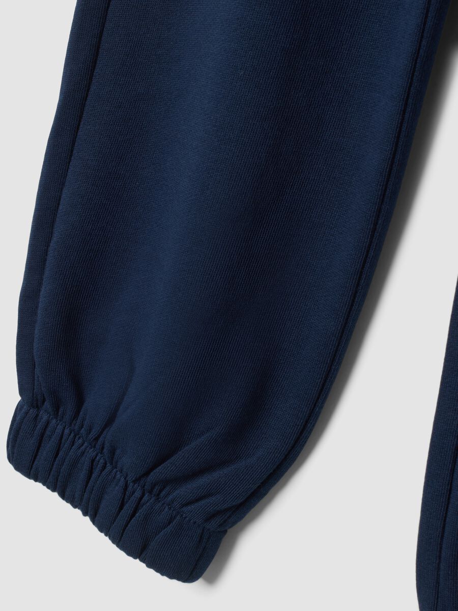 Navy blue pure cotton fleece joggers, regular fit_2