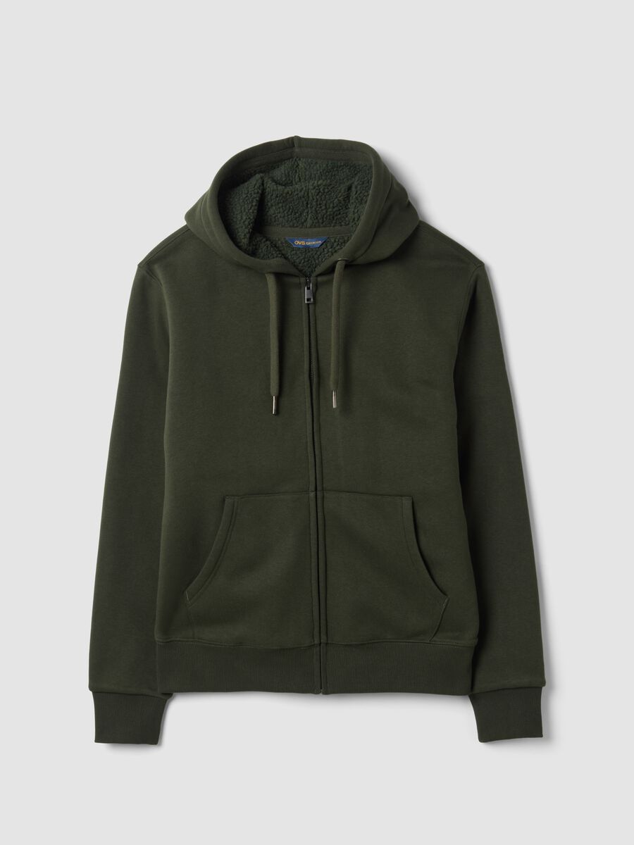 Green cotton-blend fleece hoodie, regular fit_0