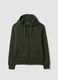 Felpa verde in misto cotone fleece con cappuccio regular fit_0