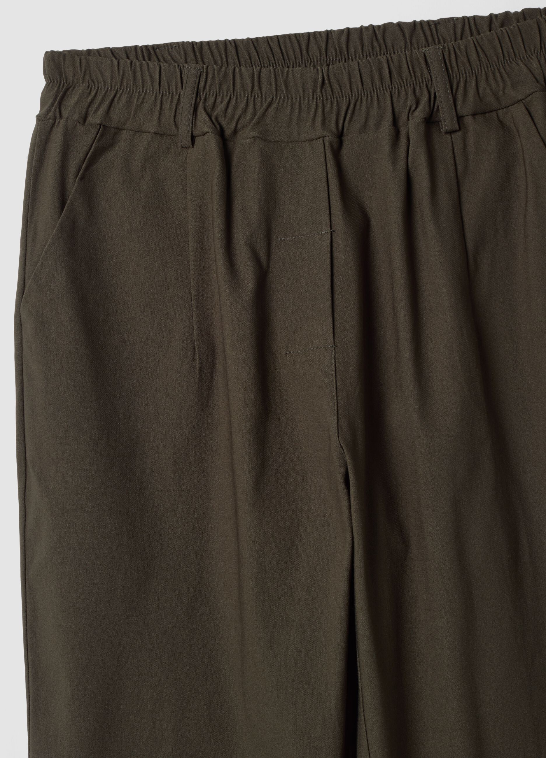 Green stretch viscose trousers, regular fit