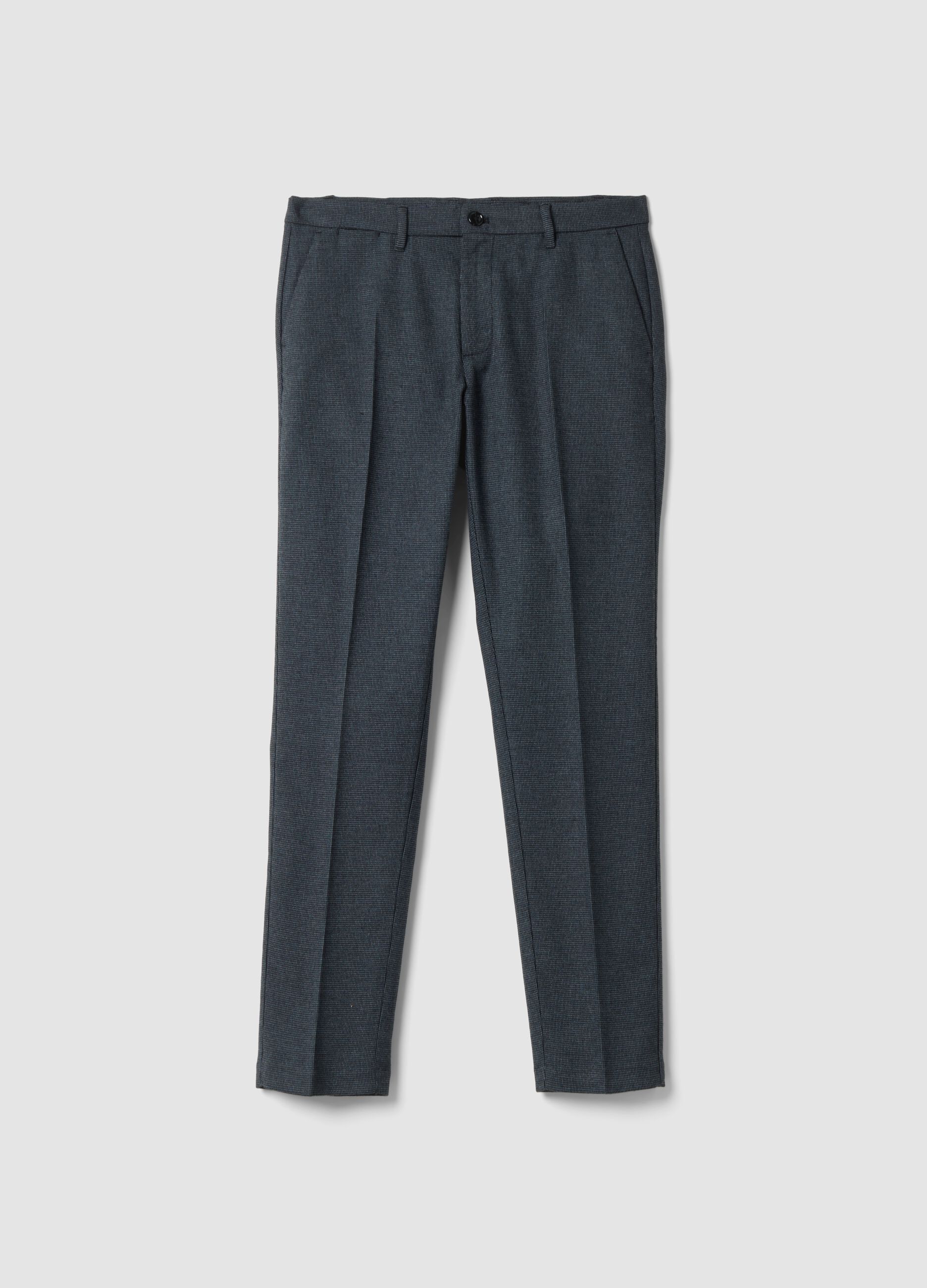 Pantaloni chino blu e grigi in viscosa elasticizzata