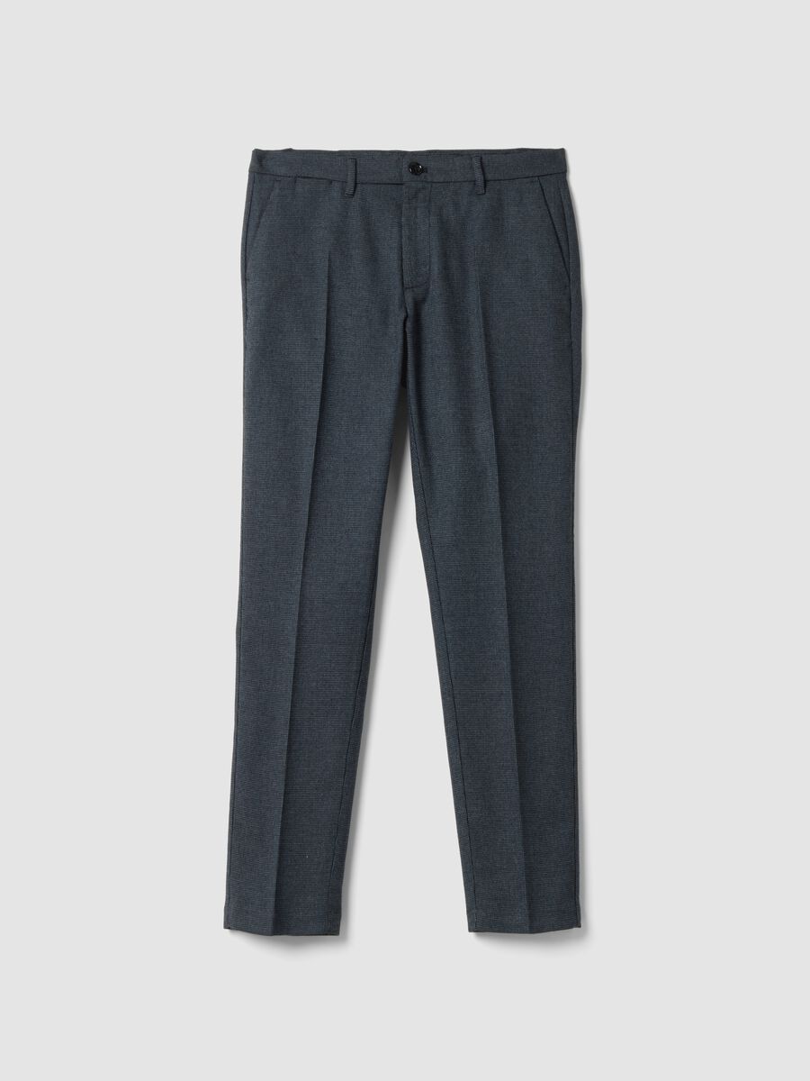 Blue and grey stretch-viscose chino trousers_0