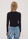 T-shirt nera in cotone organico elasticizzato con collo a costine_2