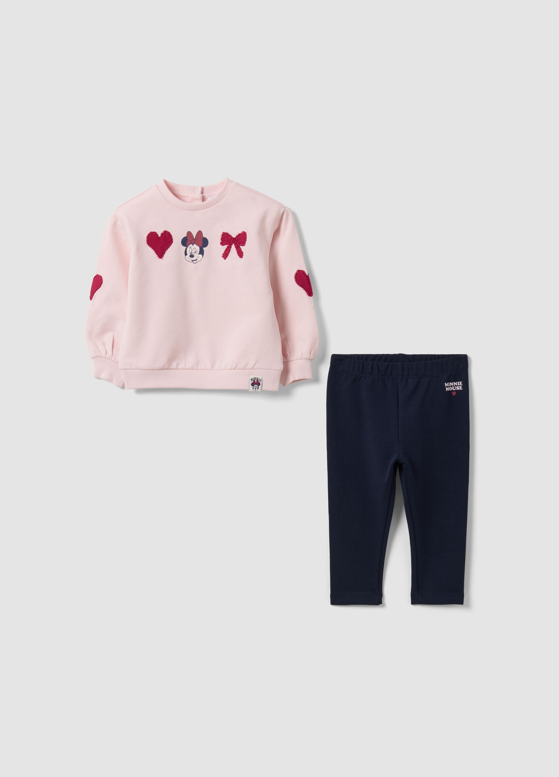 Pink and blue stretch organic cotton Minnie print set