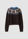 Brown wool-blend jumper with raised jacquard collar_2