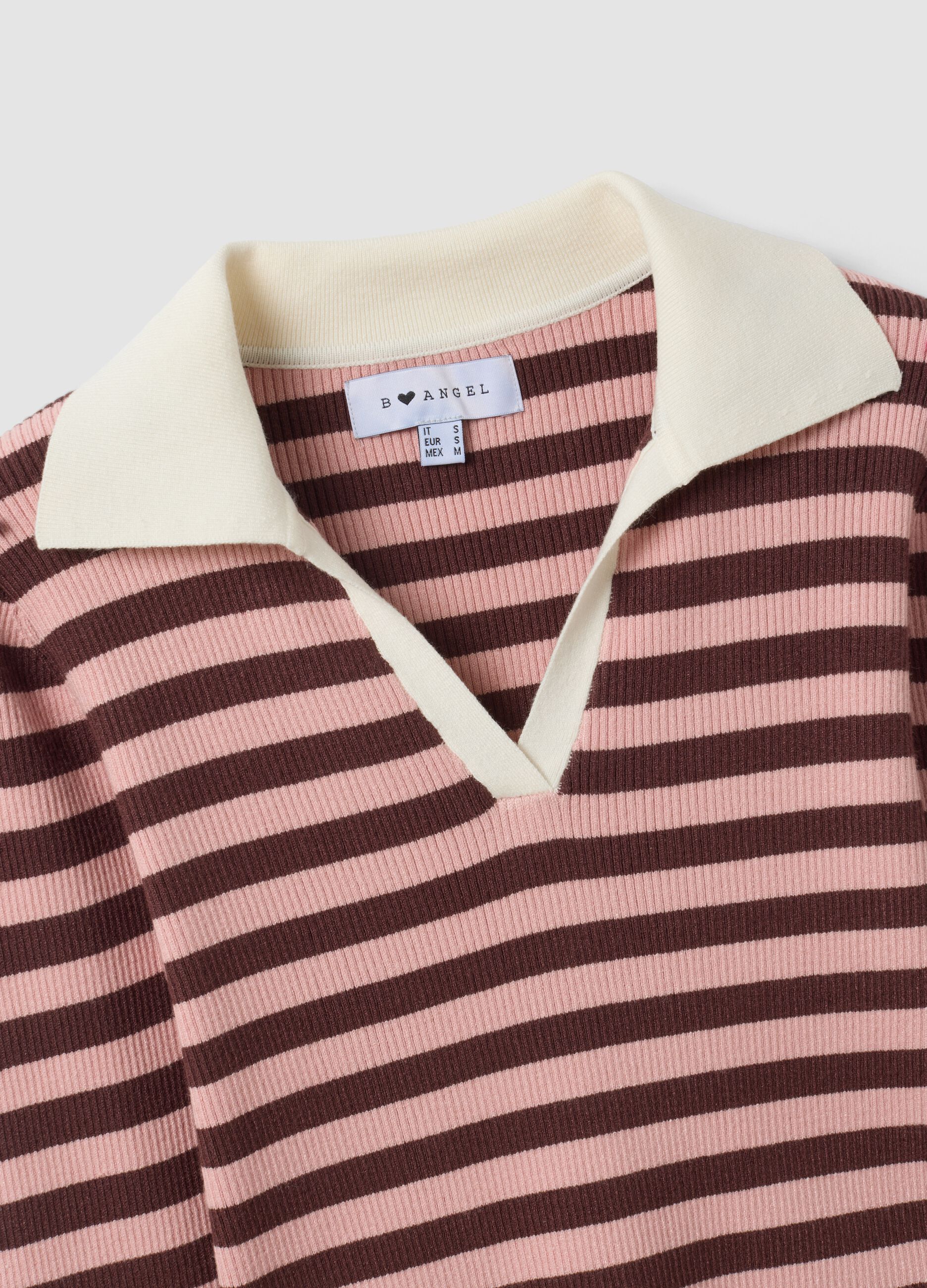 Maglia multicolor a righe in misto viscosa colletto polo fitted