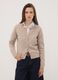 Beige stretch wool crew-neck cardigan, regular fit_2