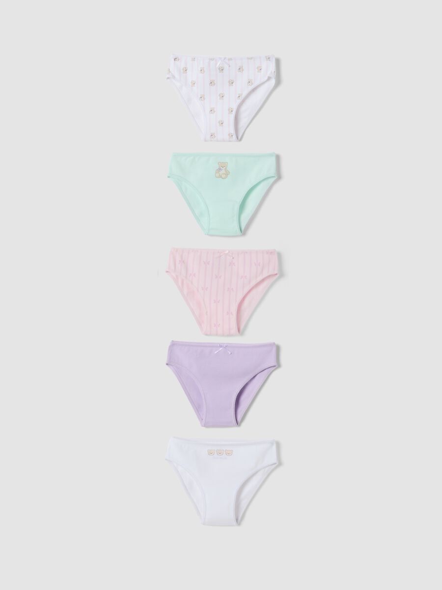 Pack of five multicolour organic stretch cotton briefs_0