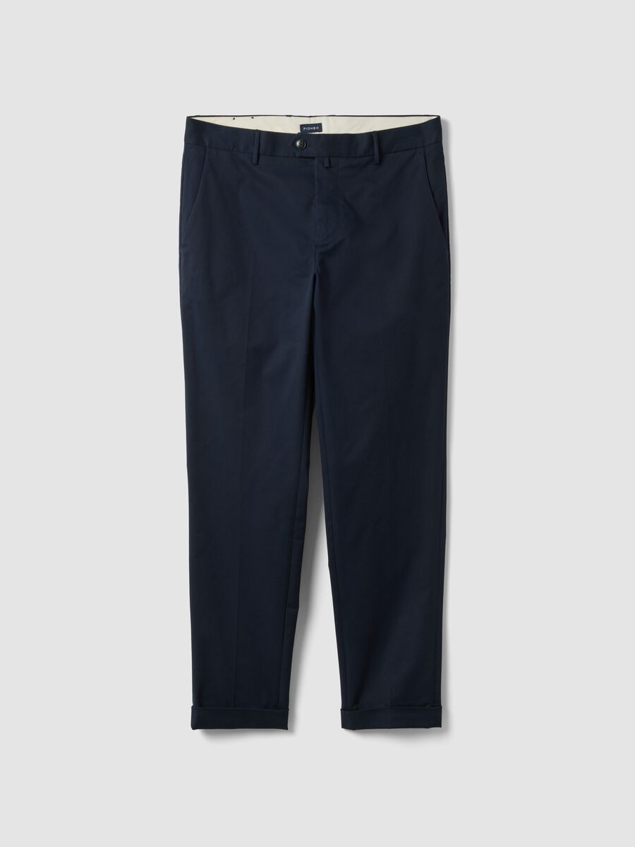 Blue regular-fit stretch cotton twill chino trousers_0