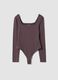 Mauve breathable stretch bodysuit with wide neckline ALTAVIA STUDIO_5