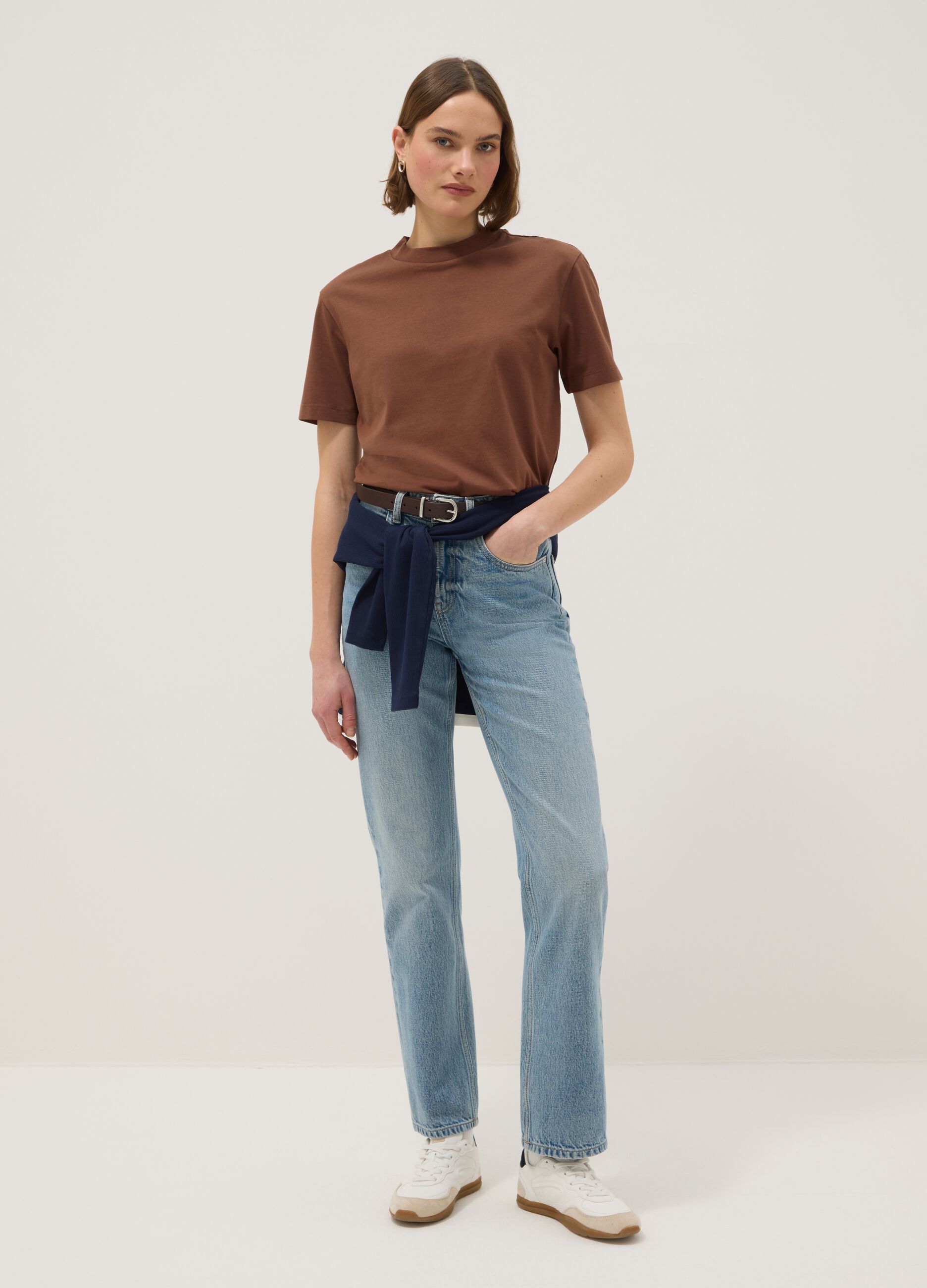 Brown pure cotton t-shirt regular fit