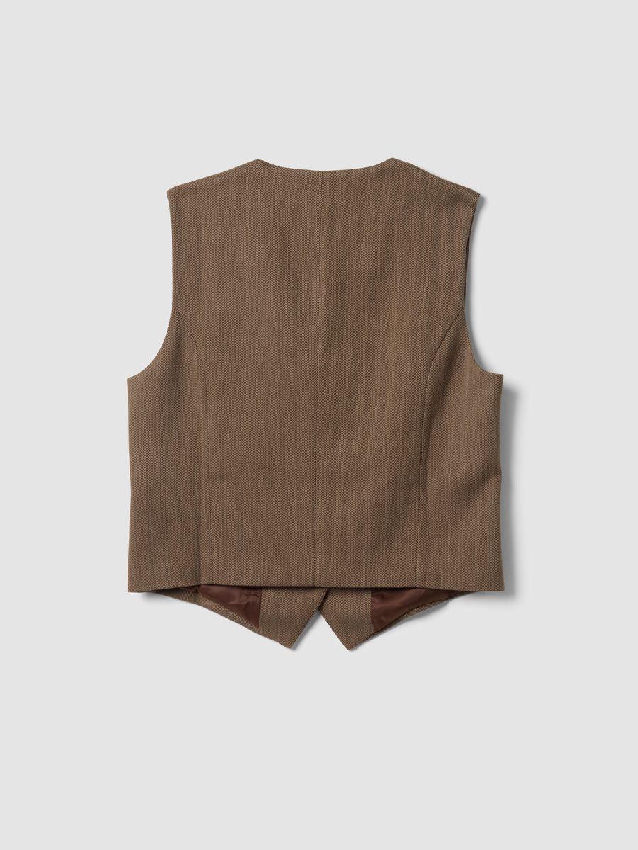 Gilet marrone in viscosa elasticizzata regular fit_2