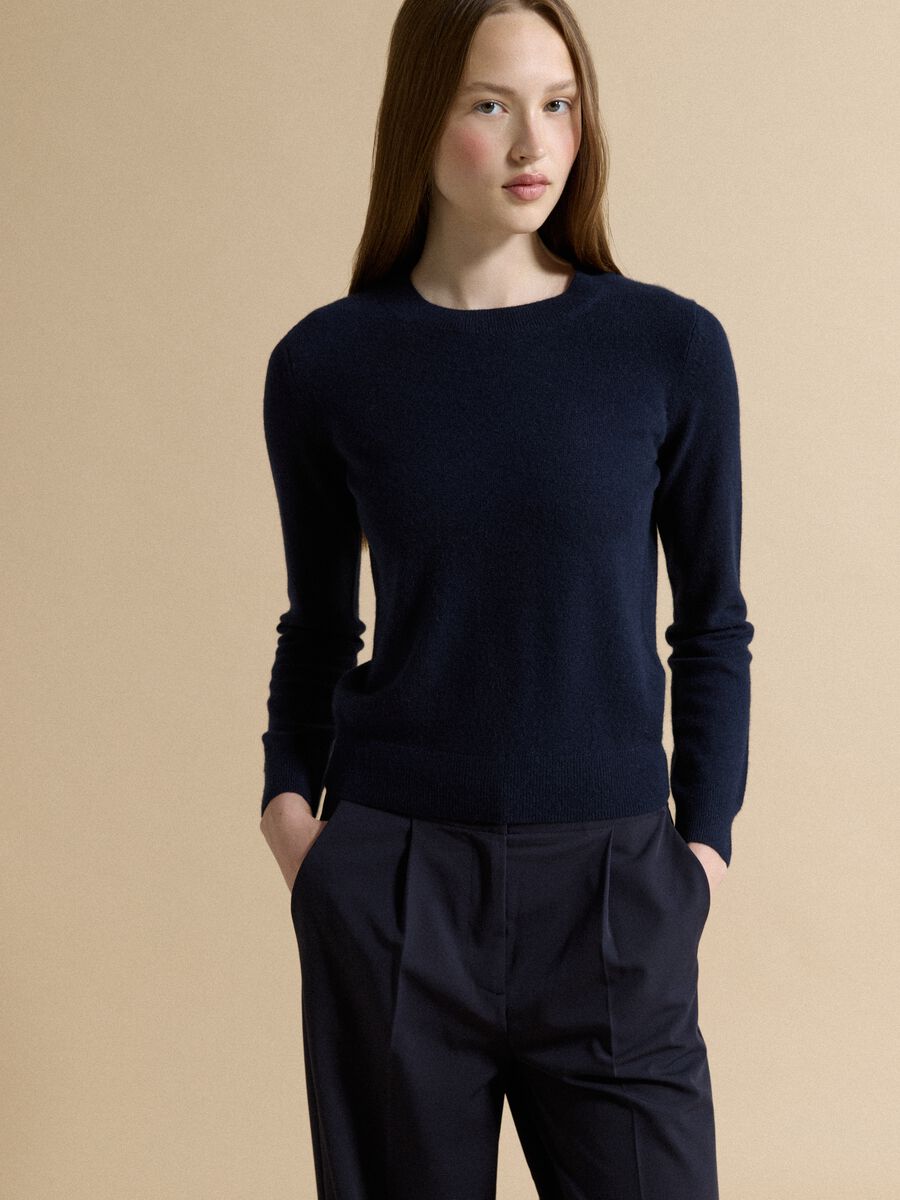 Blue pure cashmere crew-neck jumper_0