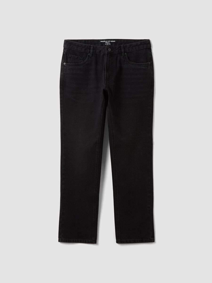 Black regular-fit jeans in a cotton, lyocell and viscose blend_3