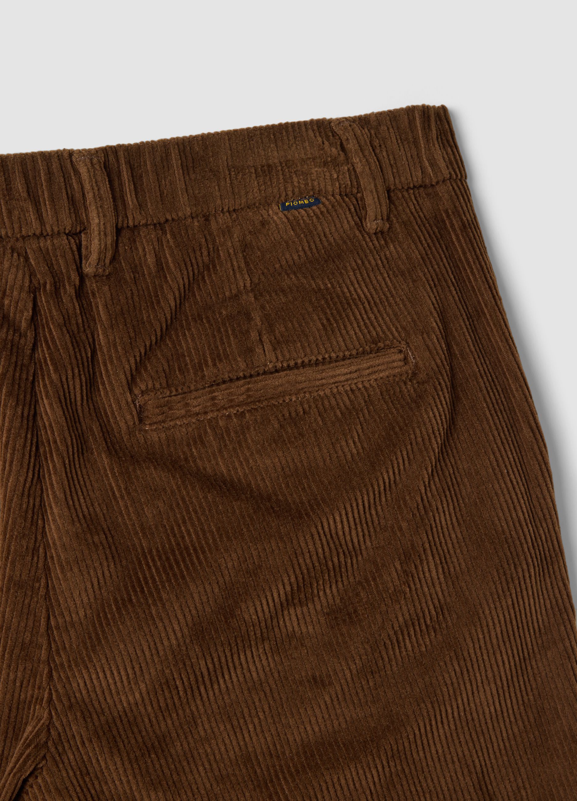 Brown regular-fit stretch cotton corduroy chino trousers