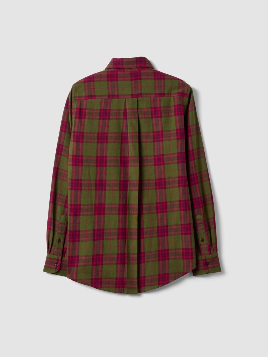 Camicia verde a quadri in flanella di puro cotone regular fit_6