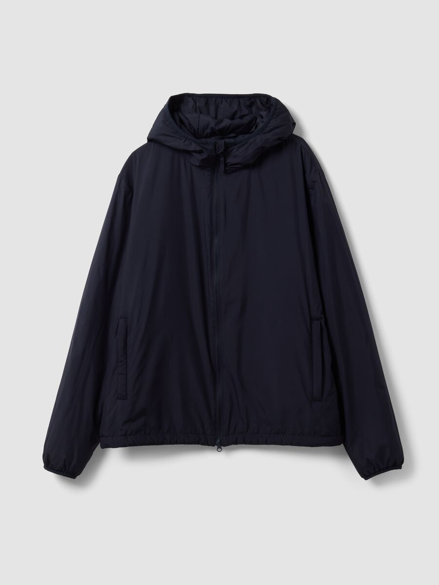 Navy blue hooded jacket with zip_4