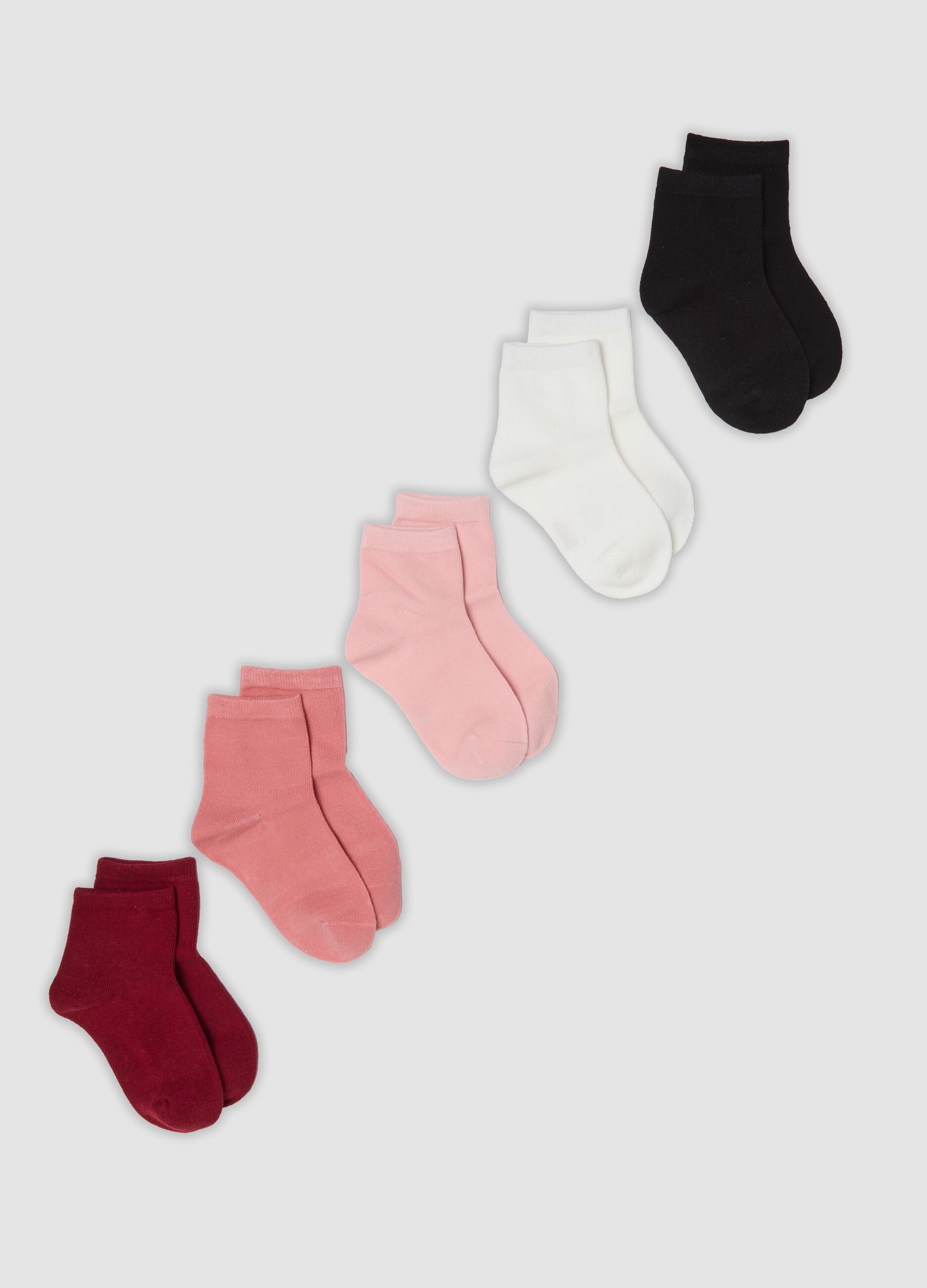 Pack of five multicolour ankle socks in stretch organic cotton