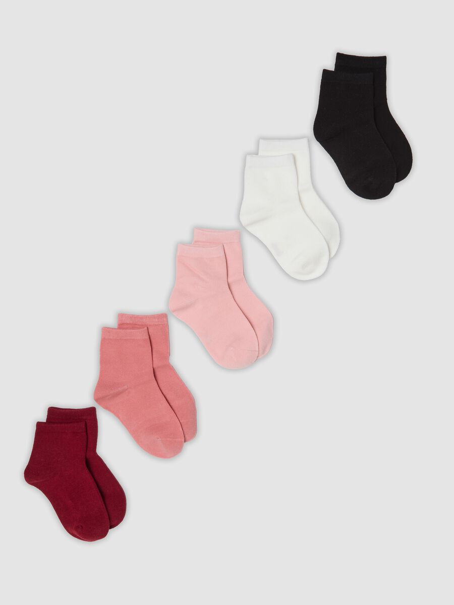 Pack of five multicolour ankle socks in stretch organic cotton_0