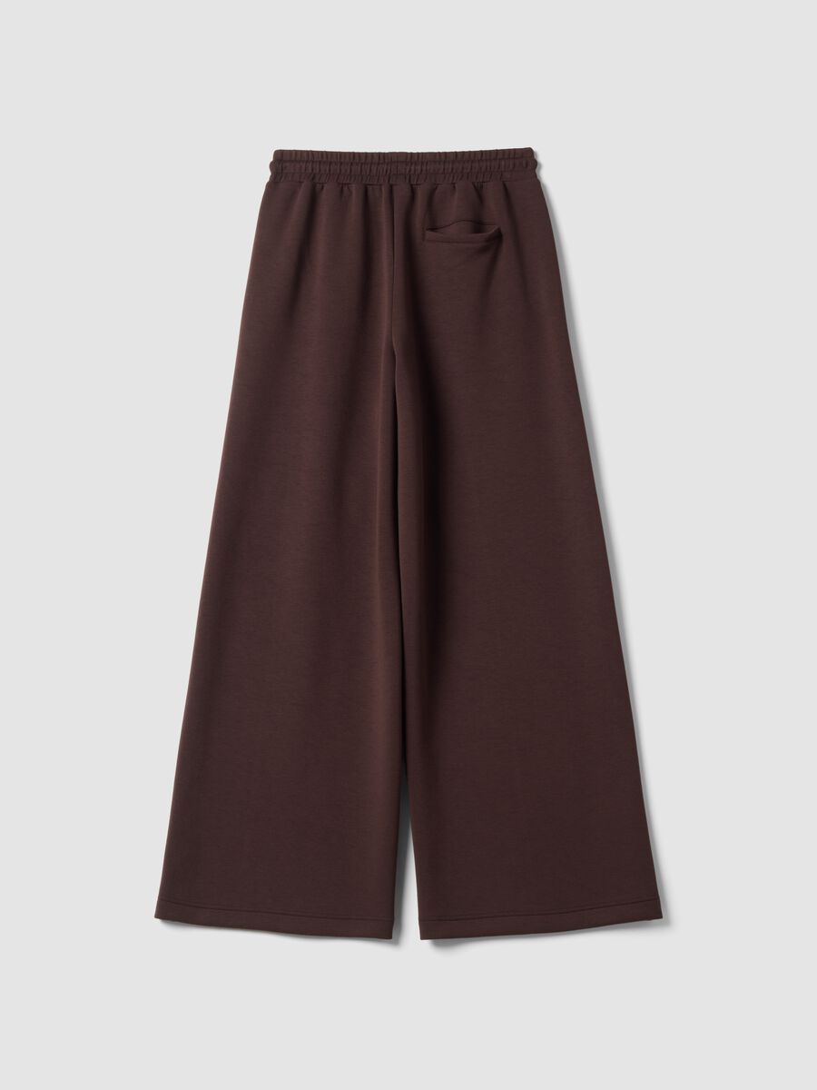 Brown wide-leg trousers in stretch modal with drawstring_2