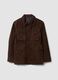 Brown padded genuine leather jacket_0