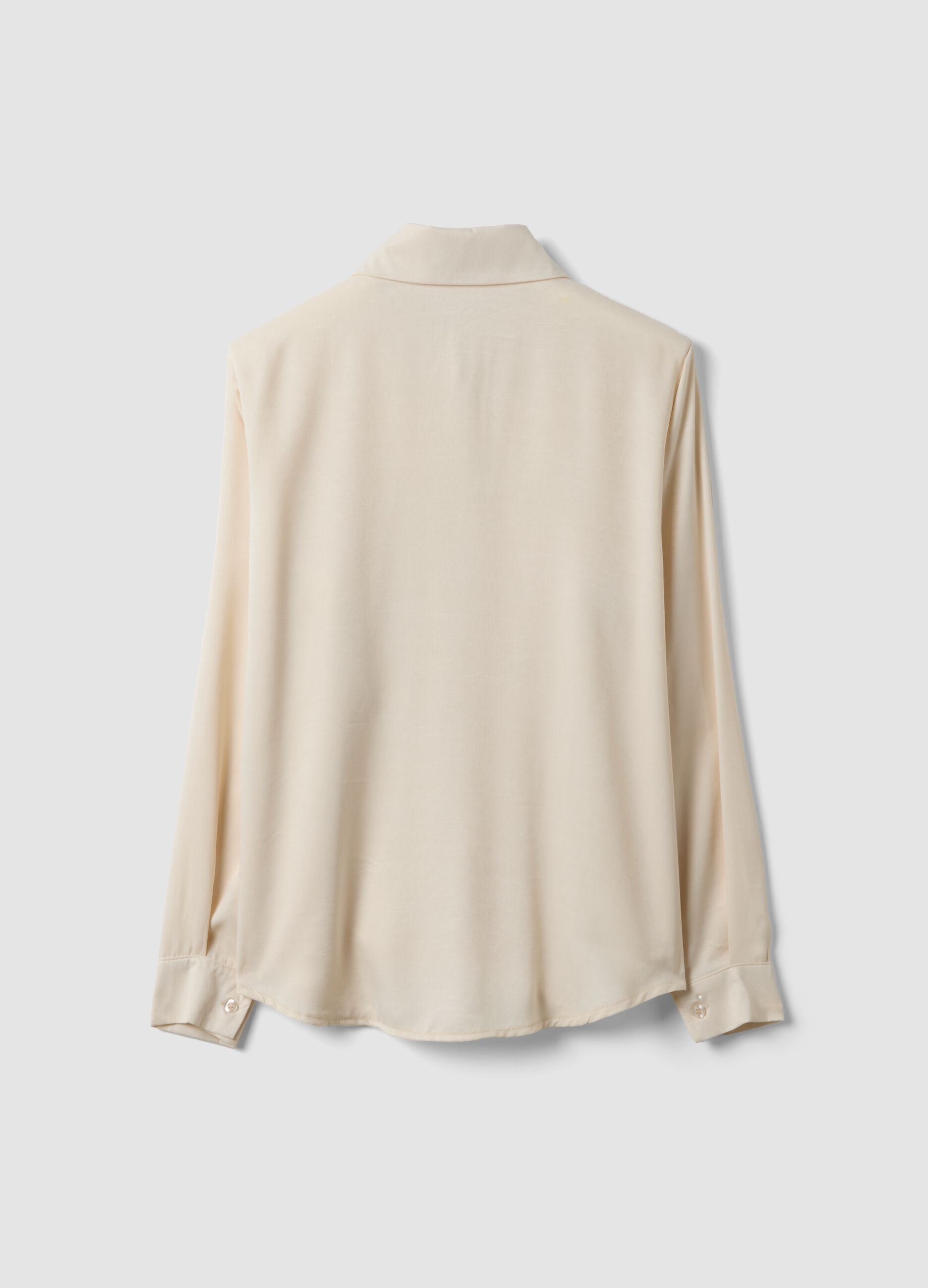 Beige viscose-blend shacket, regular fit