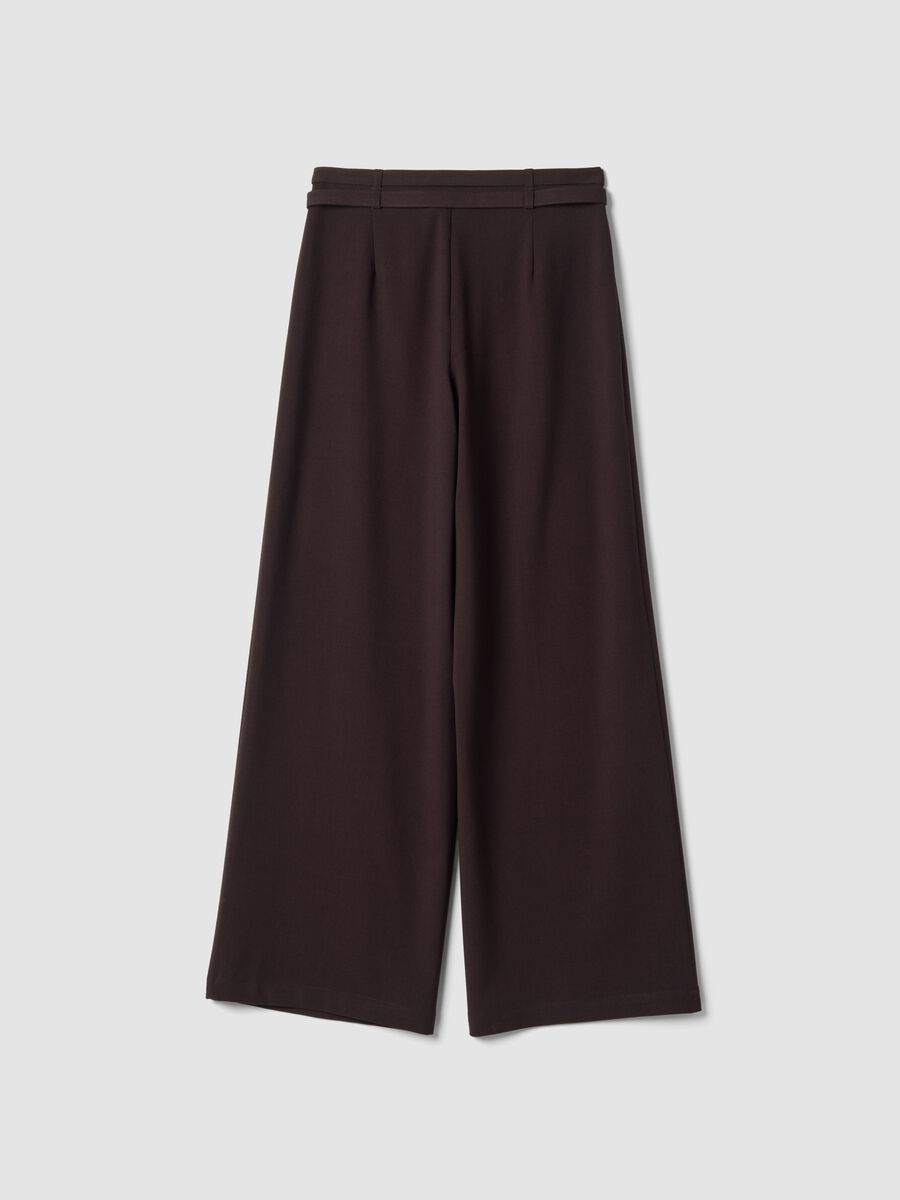 Brown stretch-viscose tailored trousers with belt_2